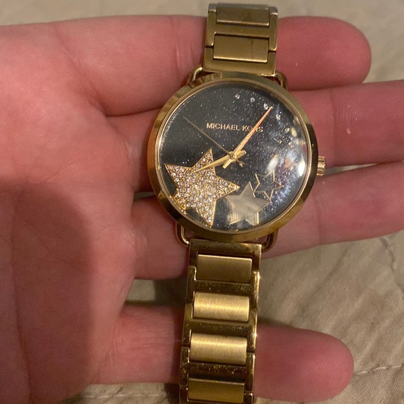 Michael Kors Star Gazer-Gold Tone Ladies Watch-Black Crystalline Face, SS - Picture 1 of 10